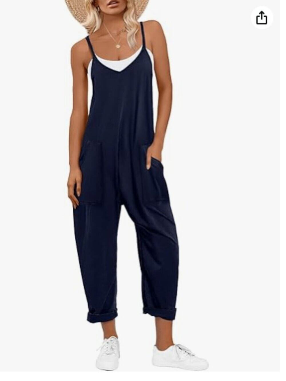 ANRABESS Navy Sleeveless Spaghetti Strap Romper Jumper Size M NWT